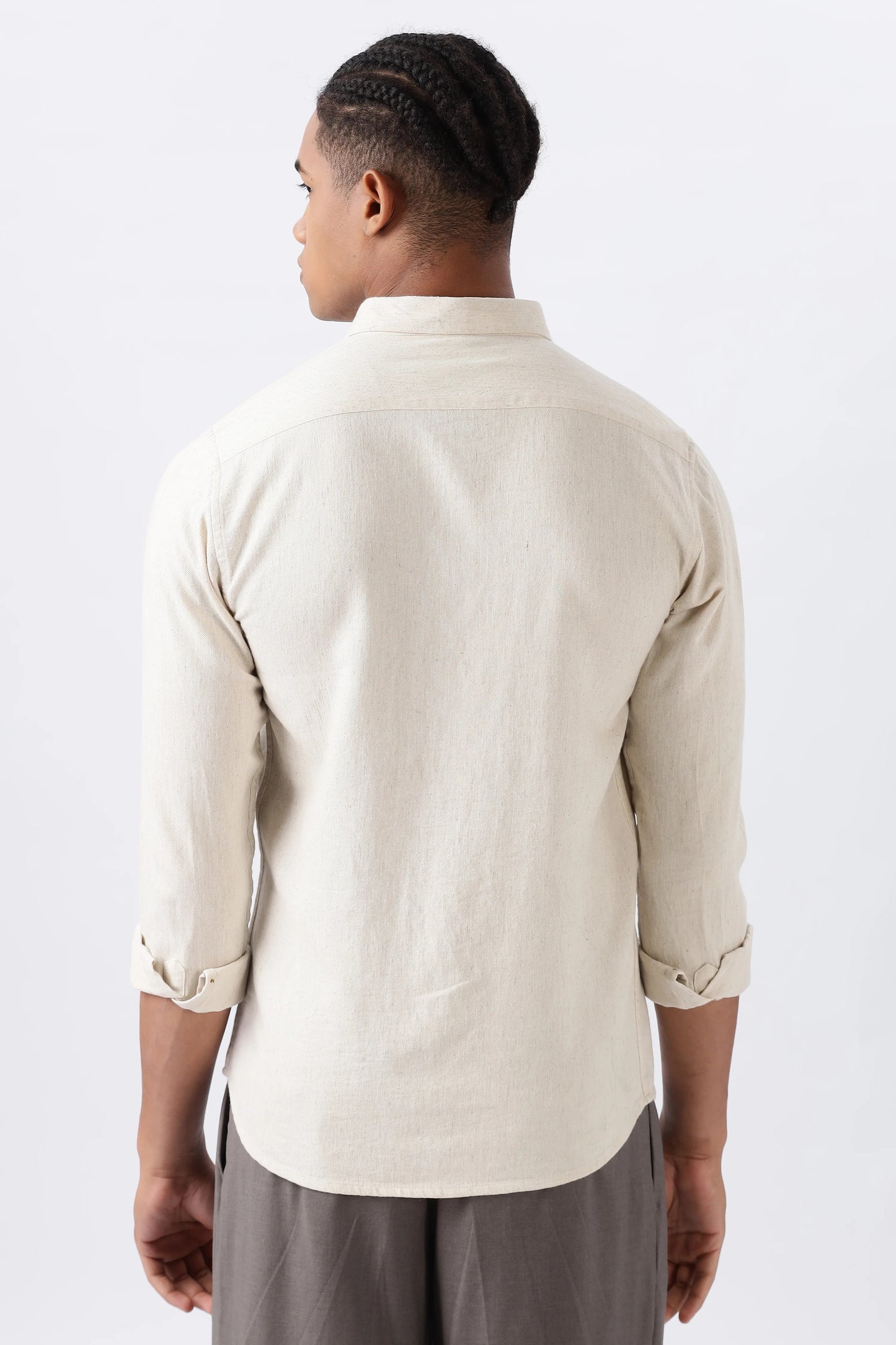 Flexili™ Premium Men's Embroidered Cotton Casual Shirt with Flying Bird Embroidery | Full Sleeve | Regular Fit | Beige