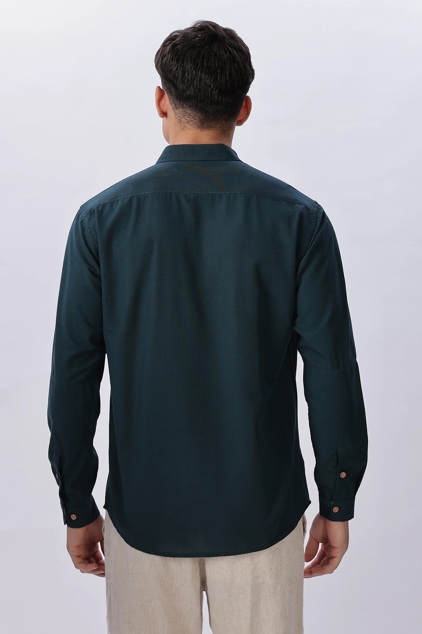 Flexili™ Premium Men's Embroidered Cotton Casual Shirt | Scenic Embroidery | Full Sleeve | Regular Fit | Deep Teal
